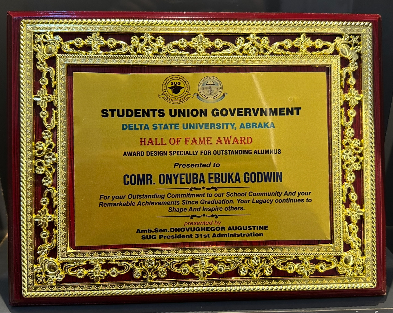 Hall of Fame Award